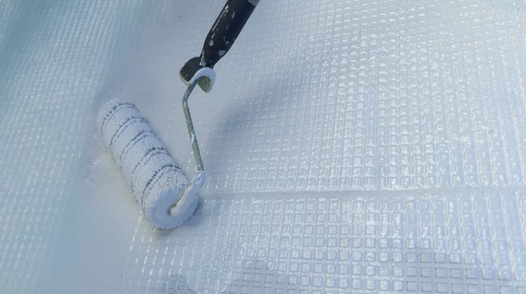 Painting waterproof resin on fiberglass mesh