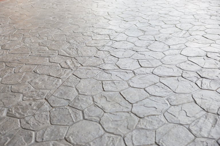 Grey stamping concrete floor pattern