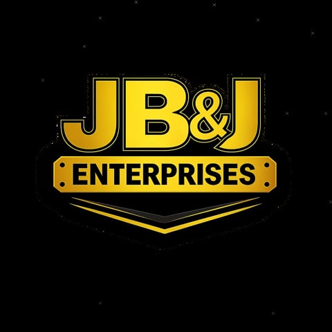 JB&J Enterprises yellow and gold logo with text banner on black background